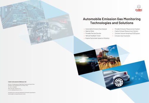 Cubic Instruments Automobile Emission Gas Monitoring Technologies and Solutions Brochure
