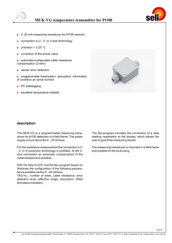 MUK-VG temperature transmitter for Pt100