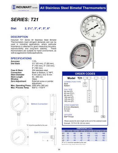 All Stainless Steel Bimetal Thermometers