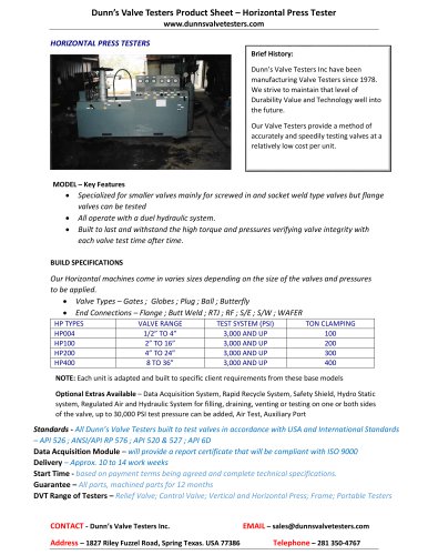 HORIZONTAL PRESS TESTERS