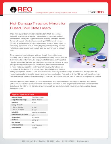 High Laser Damage Threshold Mirrors