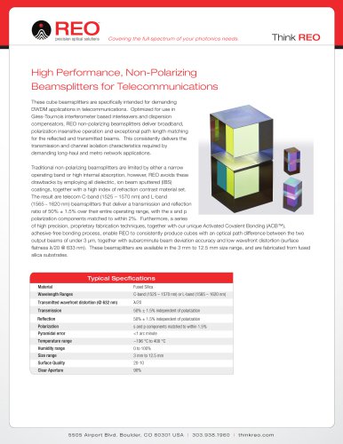 Non-Polarizing Beamplitters for DWDM