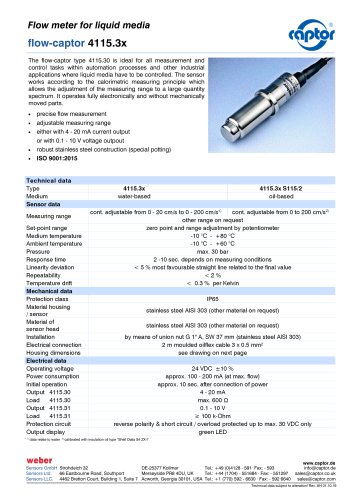 Data sheet flow-captor 4115.3x