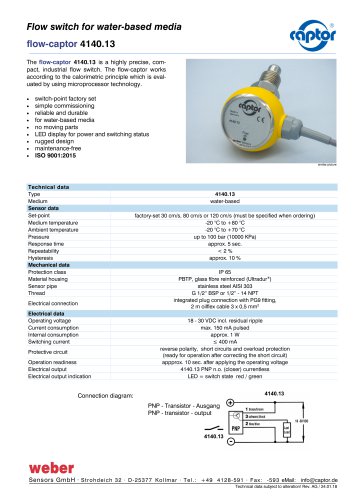 Data sheet flow-captor 4140.13