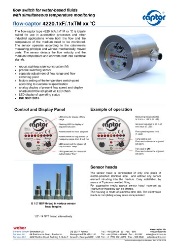 Data sheet flow-captor 4220.1xF/1xTM xx°C