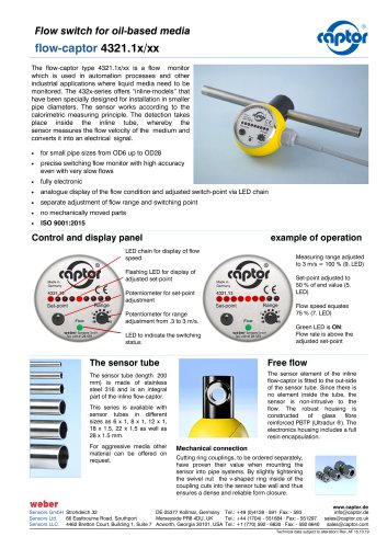 Data sheet flow-captor 4321.1x/xx
