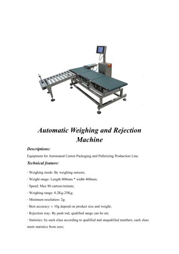 Automatic Weighing and Rejection Machine