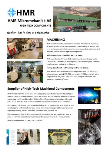 HMR Mikromekanikk AS  HIGH‐TECH COMPONENTS