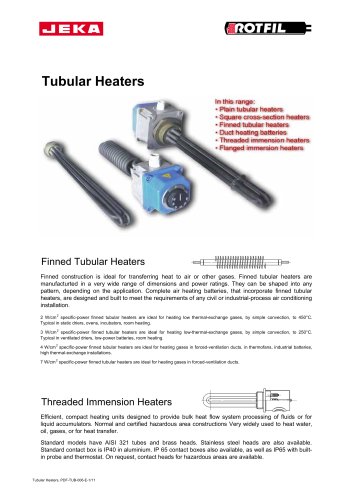  Finned Tubular & Threaded Immersion Heaters