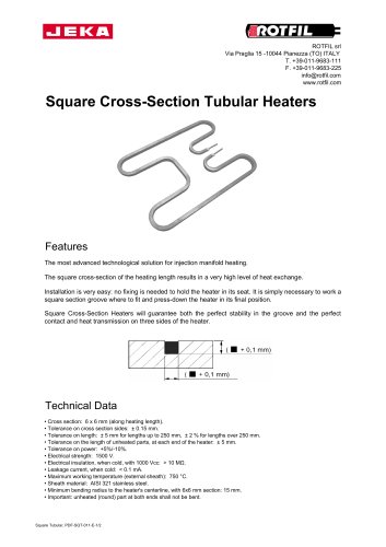  Square Cross-Section Tubular Heaters