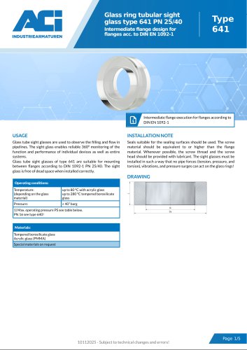 Glass ring tubular sight glass type 641 PN 25/40