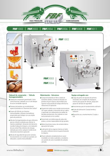 HIGH PRESSURE HOMOGENIZERS