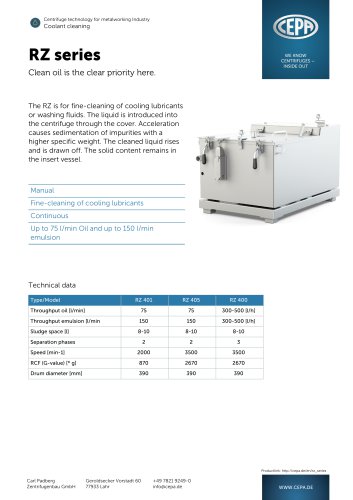 RZ series Coolant cleaning