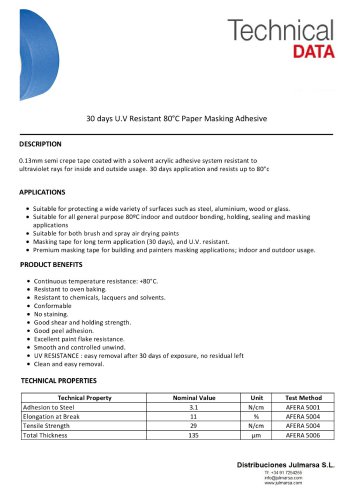 UV RESISTANT MASKING PAPER ADHESIVE