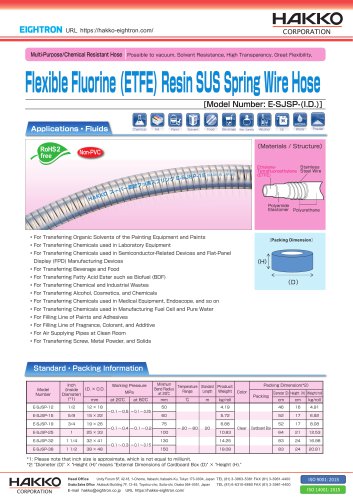 Flexible Fluorine (ETFE) Resin SUS Spring Wire Hose