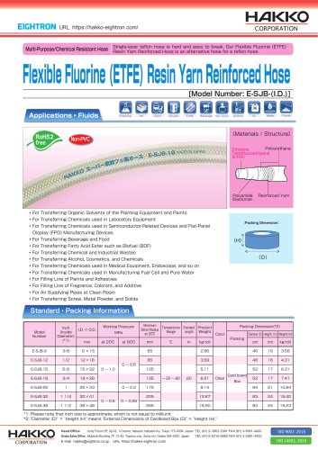 Flexible Fluorine (ETFE) Resin Yarn Reinforced Hose