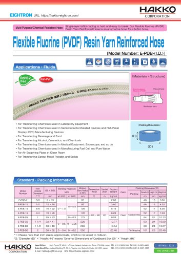 Flexible Fluorine (PVDF) Resin Yarn Reinforced Hose