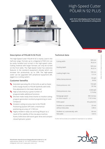 High-Speed Cutter POLAR N 92 PLUS