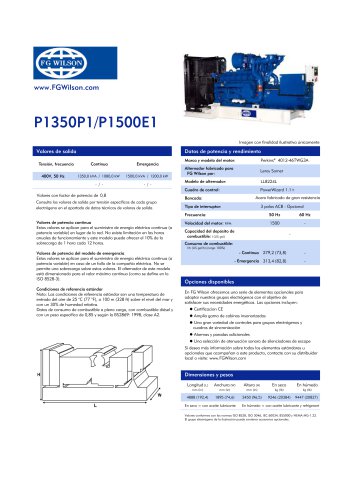 P1350P1-P1500E1 (1350-1500 kVA) Open Generator Set