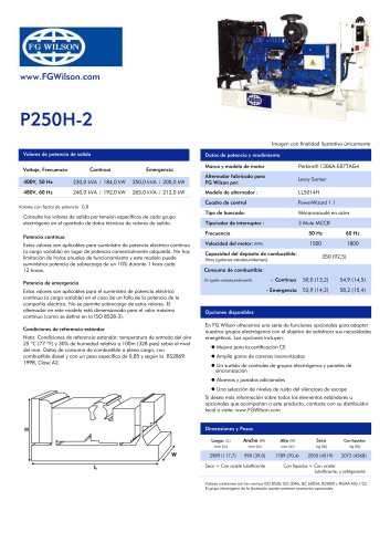 P250H-2 - 250 kVA Open Generator Set