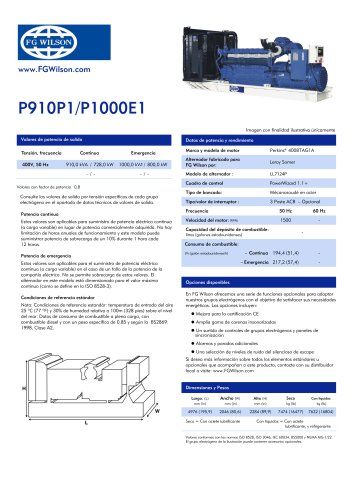 P910P1-P1000E1 (910-1000 kVA) Open Generator Set