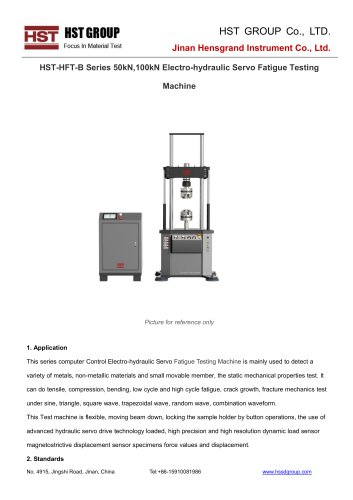 HST-HFT-B Series 50kN,100kN Electro-hydraulic Servo FatigueTestingMachine
