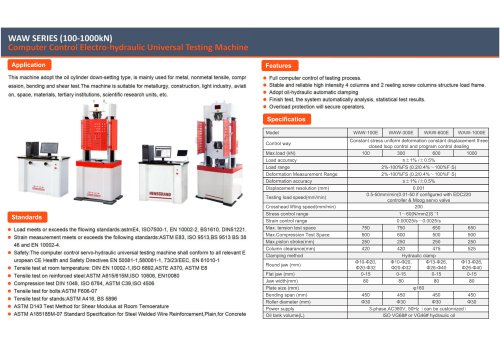 JINAN HENSGRAND WAW Series Computer Control Electro-Hydraulic Universal Testing Machine