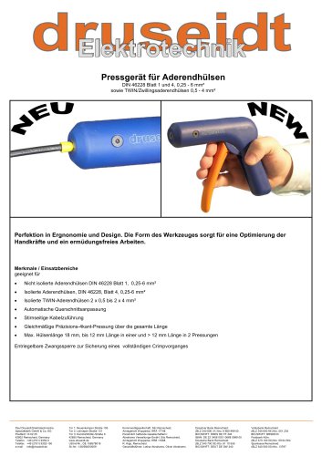 Crimping tool for cable end sleevesCrimping tool for cable end sleeves Info 04/2009