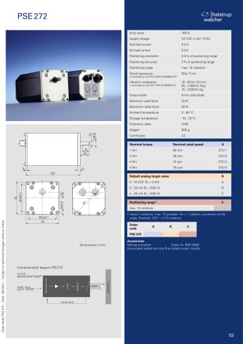 Data sheet positioning system PSE 272