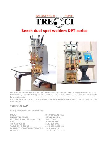 Bench dual spot welders DPT series