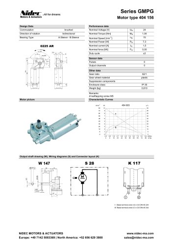 Worm gear Motor type 404 156 (GMPG)