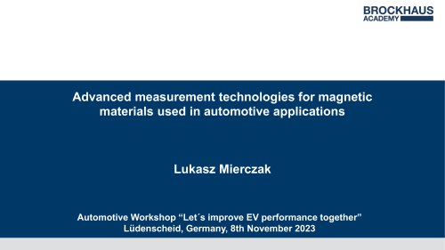 Advanced measurement technologies for magnetic materials used in automotive applications