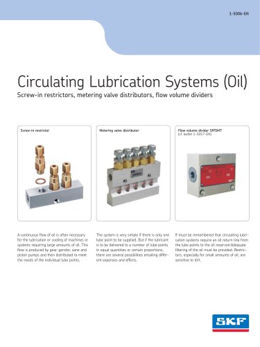 Circulating Lubrication Systems (Oil) Screw-in restrictors, metering valve distributors, flow volume dividers