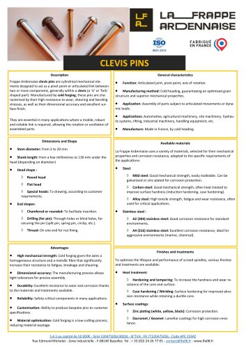 Product sheet: Clevis pins