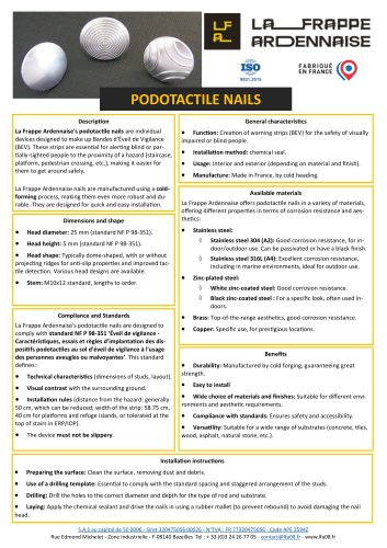 Product sheet: Podotactile nails