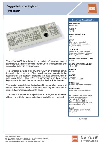  Embossed Membrane Keyboard KFM-106TP