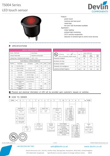 LED touch sensor TS004 Series