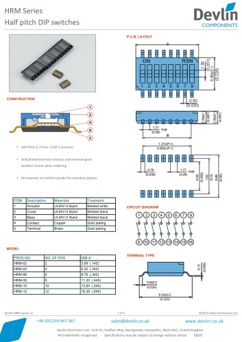 Slide switches HRM Series