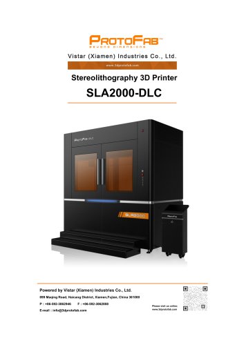 ProtoFab 3D printer SLA 2000 DLC specification