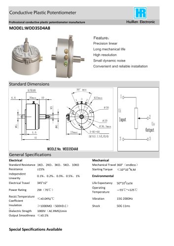 ANGULAR DISPLACEMENT SENSOR / POTENTIOMETER / HIGH-RESOLUTION / PRECISION-WDD35D4A8