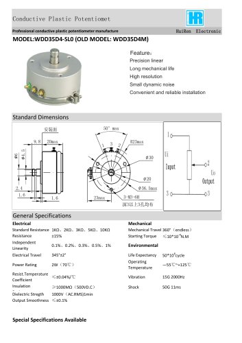 ANGULAR DISPLACEMENT SENSOR / POTENTIOMETER / PRECISION-WDD35D4M