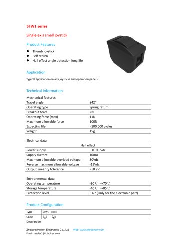 HALL EFFECT JOYSTICK / SINGLE-AXIS / THUMBWHEEL-STW1