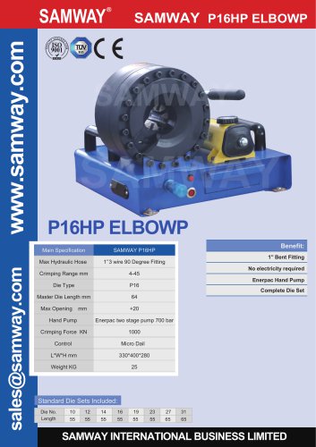 SAMWAY P16HP  ELBOW  Hydraulic Hose Crimping Machine