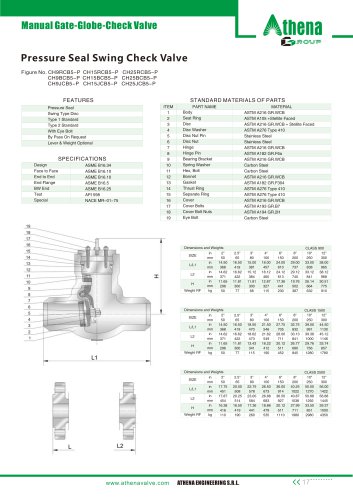 Pressure Seal Swing Check Valve CHV-PS, CHV-PSF