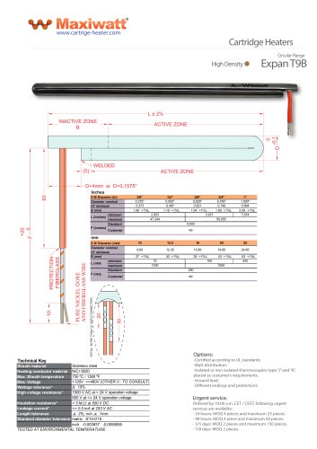 T9B - Cartridge Heater Circular Flange Expan T9B