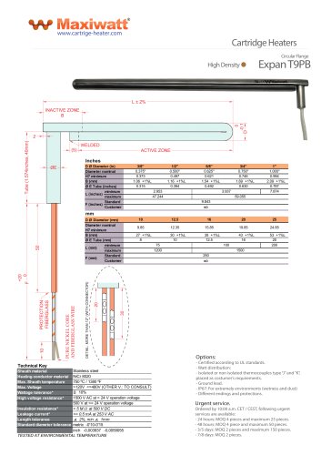 T9PB - Cartridge Heater Circular Flange Expan T9PB