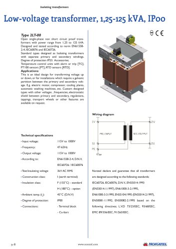 Low-voltage transformer, 1,25-125 kVA, IP00