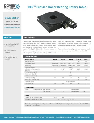 RTRTM Crossed Roller Bearing Rotary Table