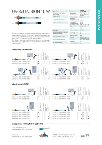 configuration options PURION UV-Set 10 W