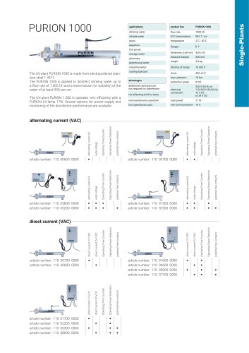 configuration options UV plant PURION 1000